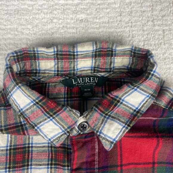 Lauren Ralph Lauren Plaid Cotton Shirt Dress Check Sz M Multicolor Retro - Picture 6 of 16
